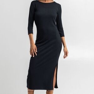 Roxy Black Honey Lips Ribbed Dress Size L